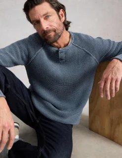 Pure Cotton Knitted Henley Jumper