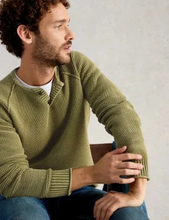 Pure Cotton Knitted Henley Jumper