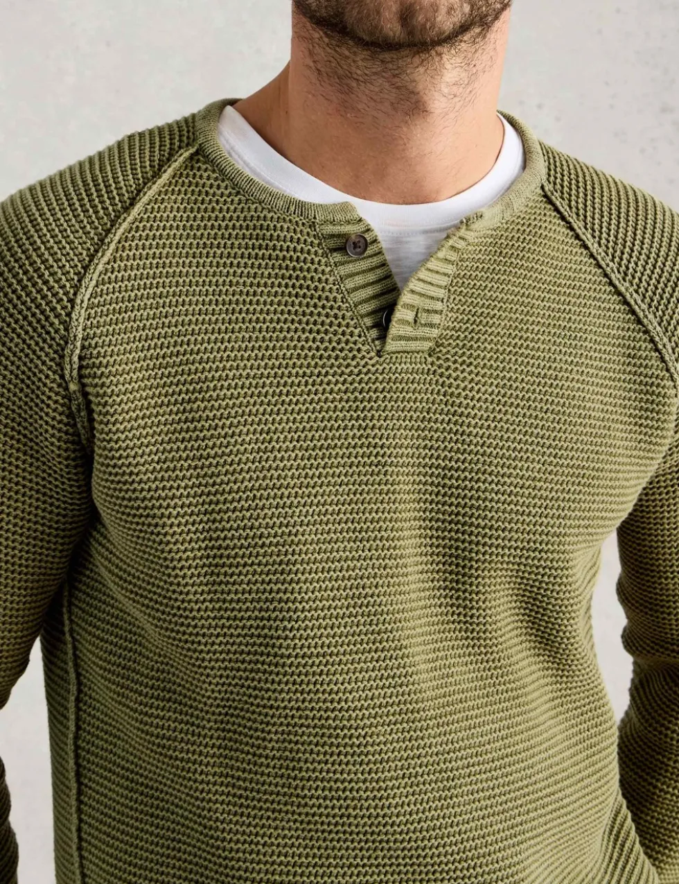 Pure Cotton Knitted Henley Jumper