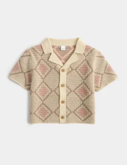Pure Cotton Knitted Patterned Shirt (0-5 Yrs)