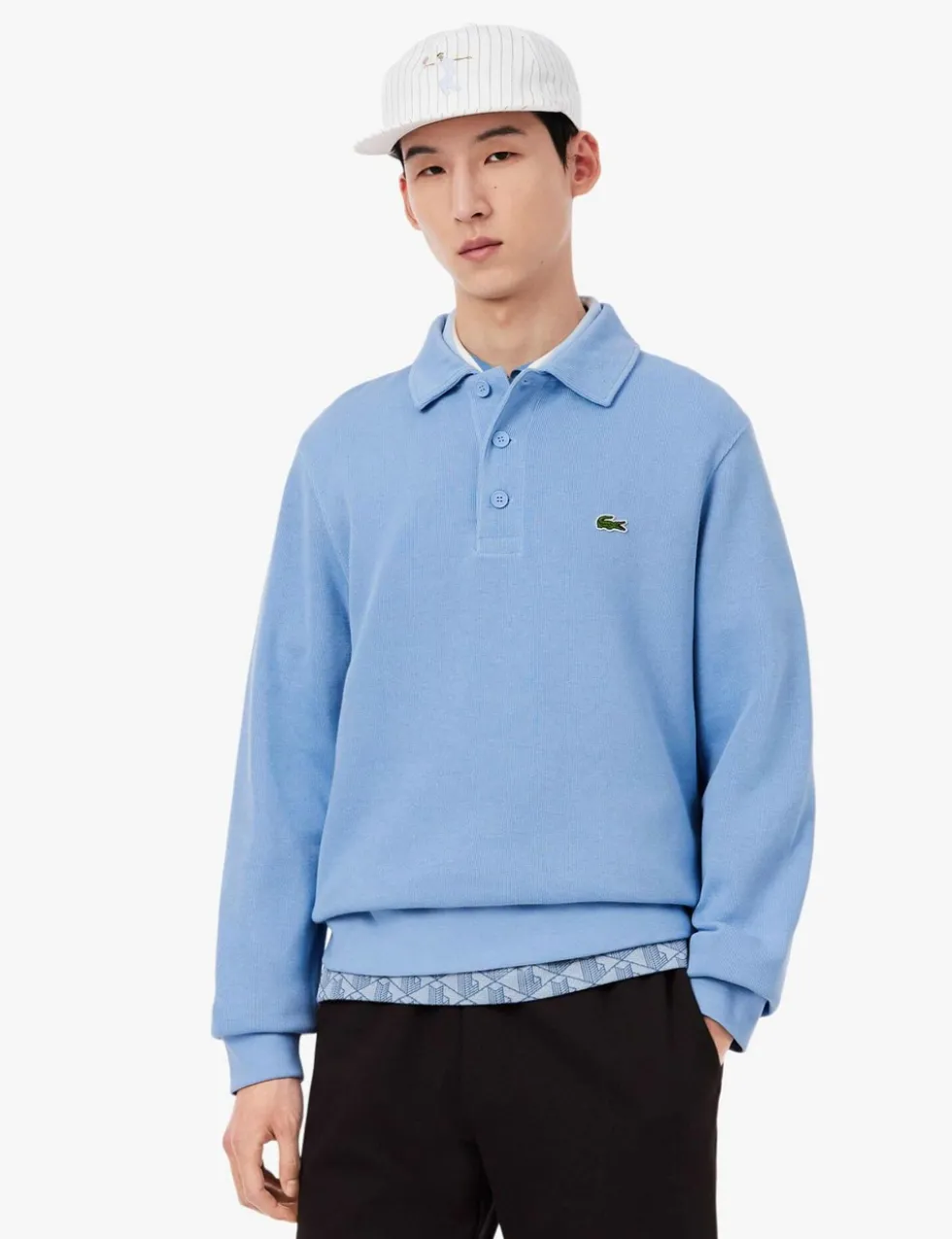 Pure Cotton Knitted Polo Collar Sweatshirt