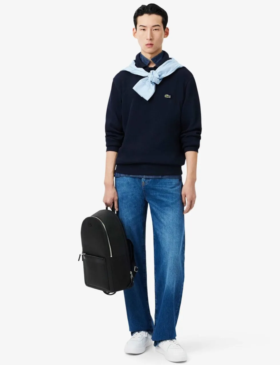Pure Cotton Knitted Polo Collar Sweatshirt
