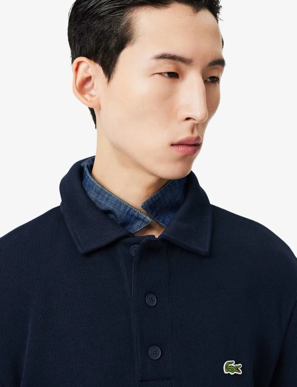 Pure Cotton Knitted Polo Collar Sweatshirt