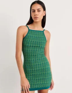 Pure Cotton Knitted Square Neck Mini Dress