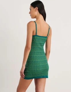 Pure Cotton Knitted Square Neck Mini Dress