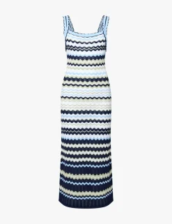 Pure Cotton Knitted Striped Midi Dress