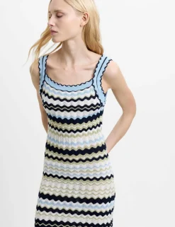 Pure Cotton Knitted Striped Midi Dress