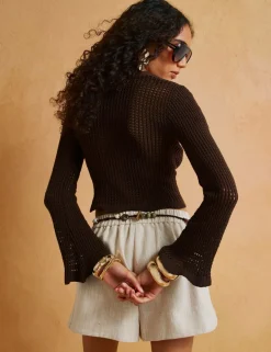 Pure Cotton Knitted V-Neck Cardigan