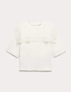 Pure Cotton Lace Bib T-Shirt