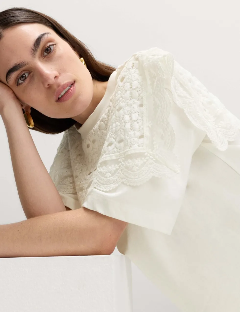 Pure Cotton Lace Bib T-Shirt