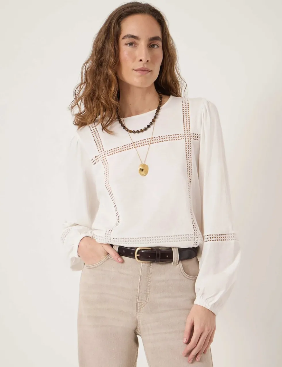 Pure Cotton Lace Detail Top