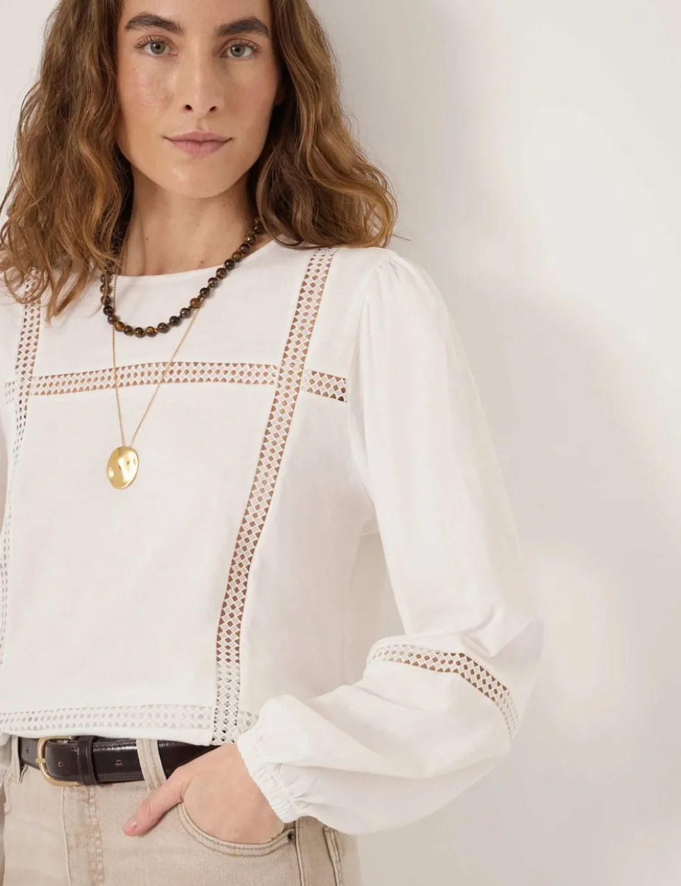 Pure Cotton Lace Detail Top