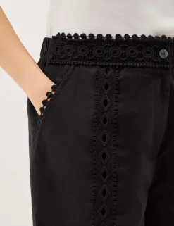 Pure Cotton Lace Trim Shorts