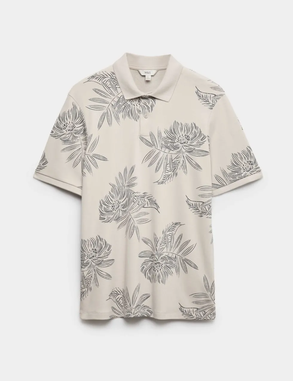 Pure Cotton Leaf Print Polo Shirt