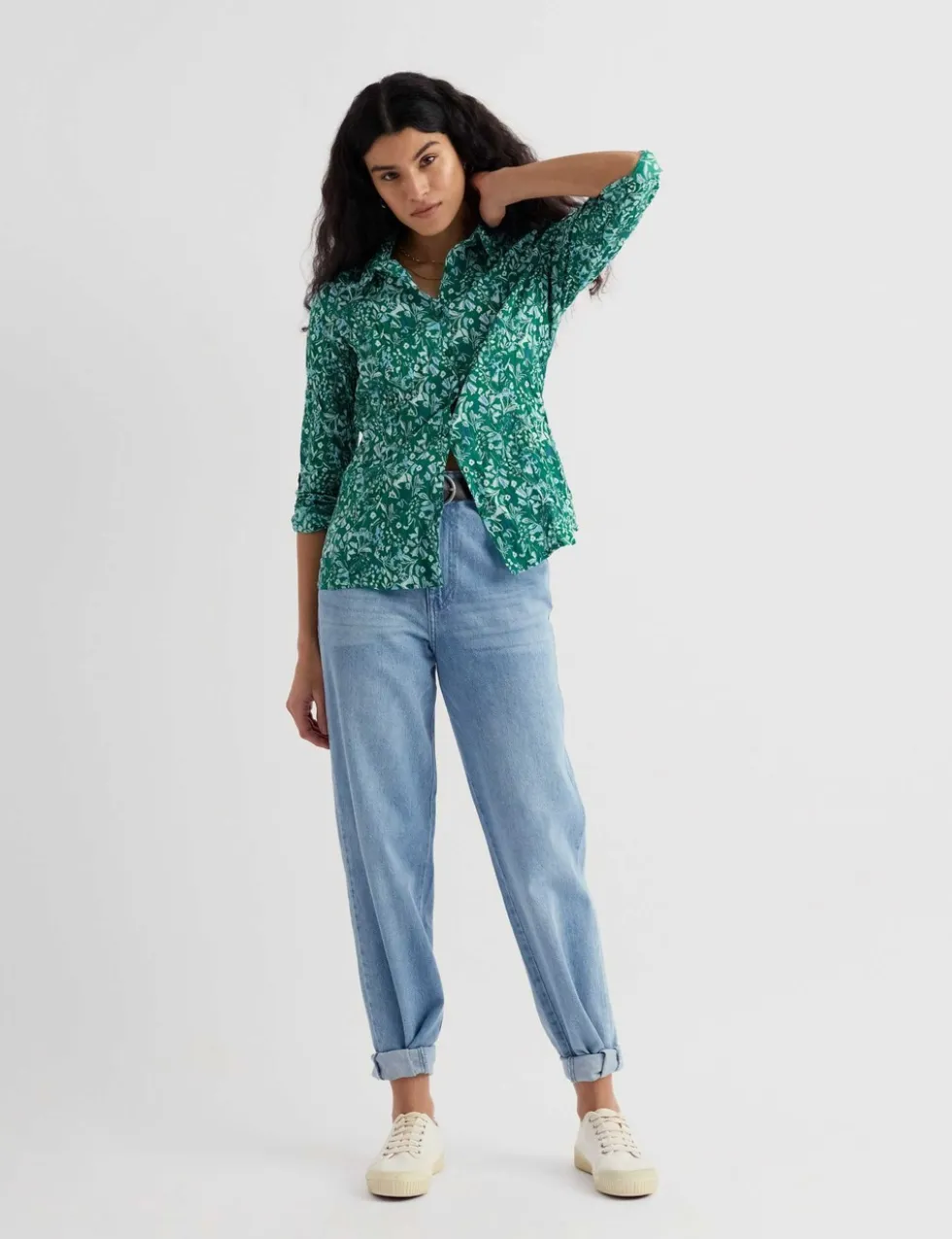 Pure Cotton Leaf Print Shirt