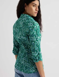 Pure Cotton Leaf Print Shirt