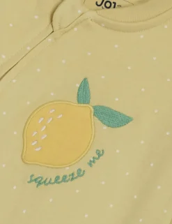 Pure Cotton Lemon Applique Zip Sleepsuit (0-12 Mths)