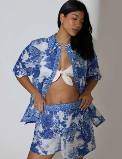 Pure Cotton Leopard Print Beach Cover Up Shirt