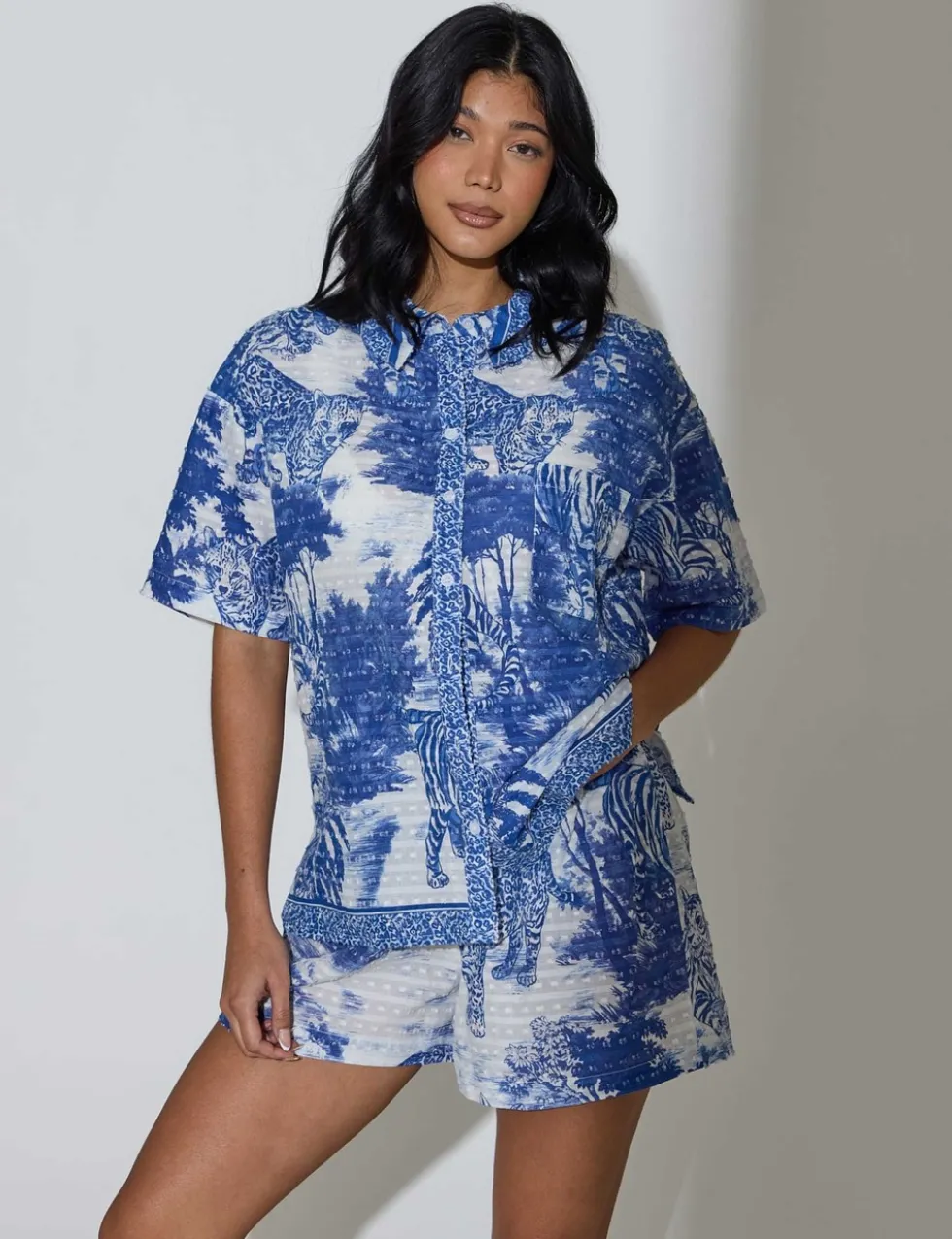 Pure Cotton Leopard Print Beach Cover Up Shirt
