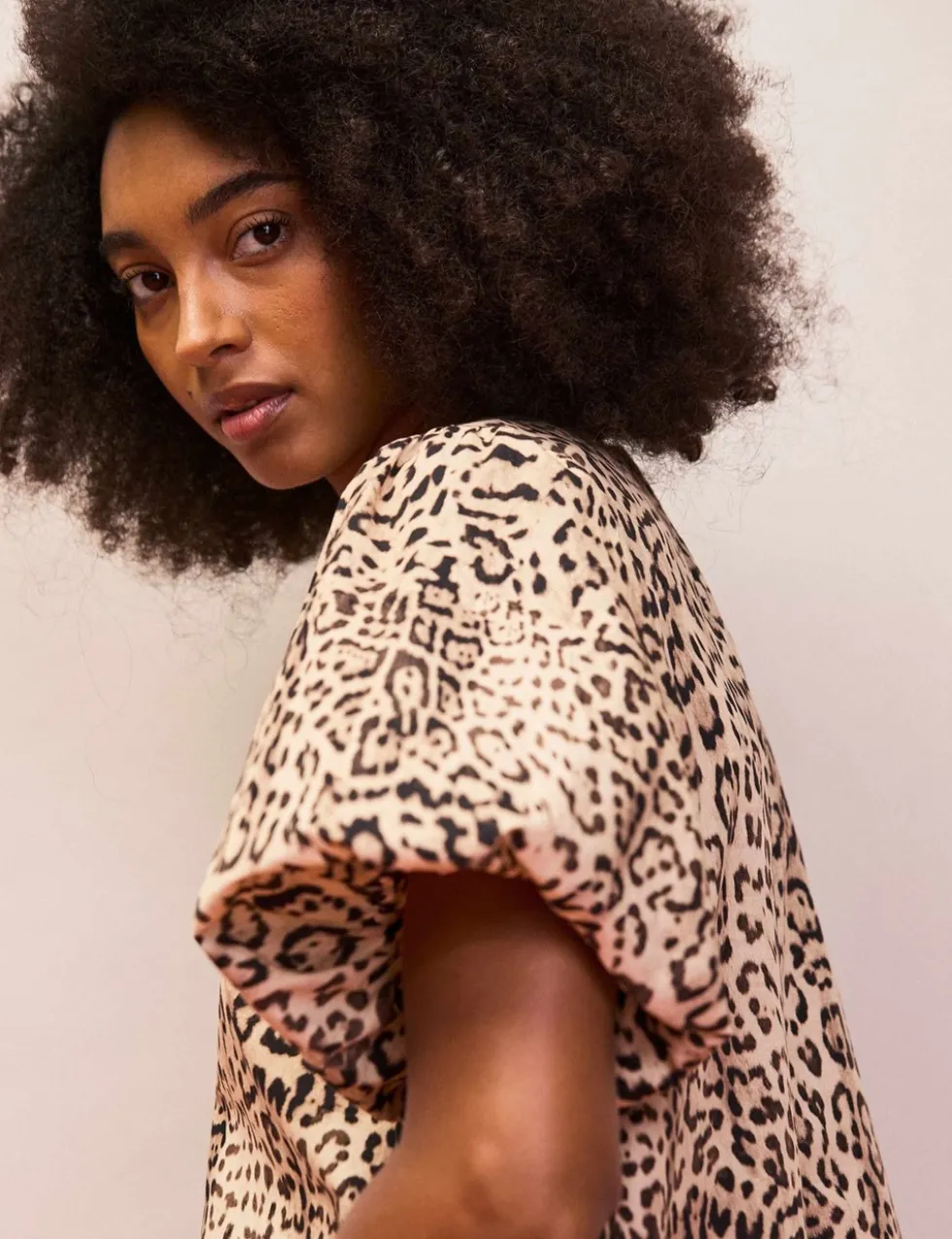 Pure Cotton Leopard Print Mini Shift Dress