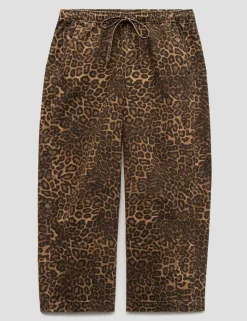 Pure Cotton Leopard Print Barrel Leg Trousers