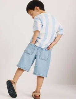 Pure Cotton Light Wash Denim Shorts (2-8 Yrs)