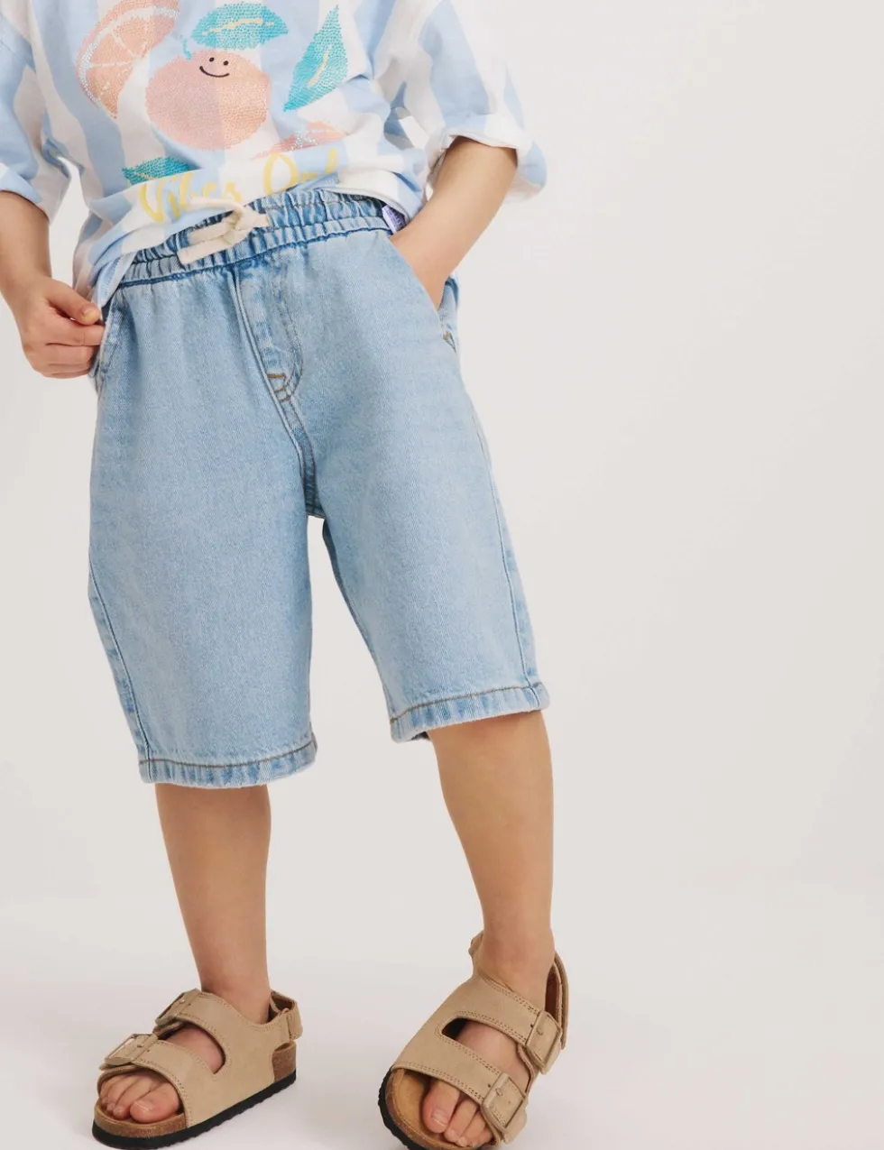 Pure Cotton Light Wash Denim Shorts (2-8 Yrs)