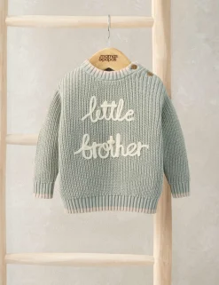 Pure Cotton Little Brother Slogan Jumper (7lbs-9 Mths)