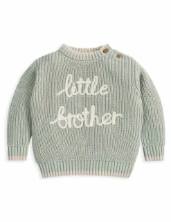 Pure Cotton Little Brother Slogan Jumper (7lbs-9 Mths)