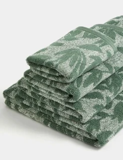 Pure Cotton Marl Leaves Towel