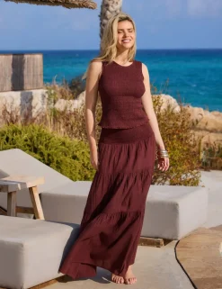 Pure Cotton Maxi Tiered Beach Skirt
