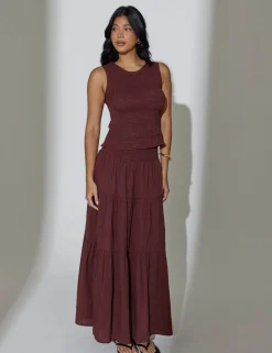 Pure Cotton Maxi Tiered Beach Skirt
