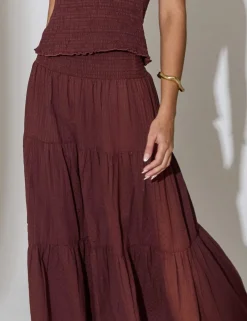 Pure Cotton Maxi Tiered Beach Skirt