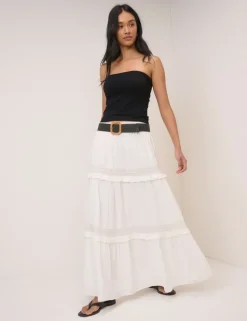 Pure Cotton Maxi Tiered Skirt