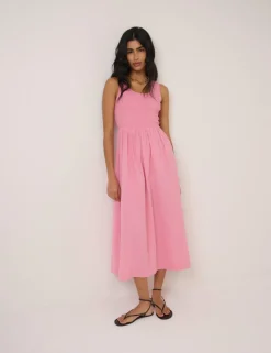 Pure Cotton Midaxi Waisted Dress