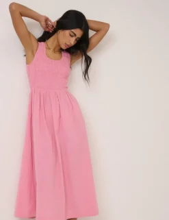 Pure Cotton Midaxi Waisted Dress
