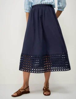Pure Cotton Midi A-Line Skirt
