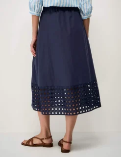 Pure Cotton Midi A-Line Skirt