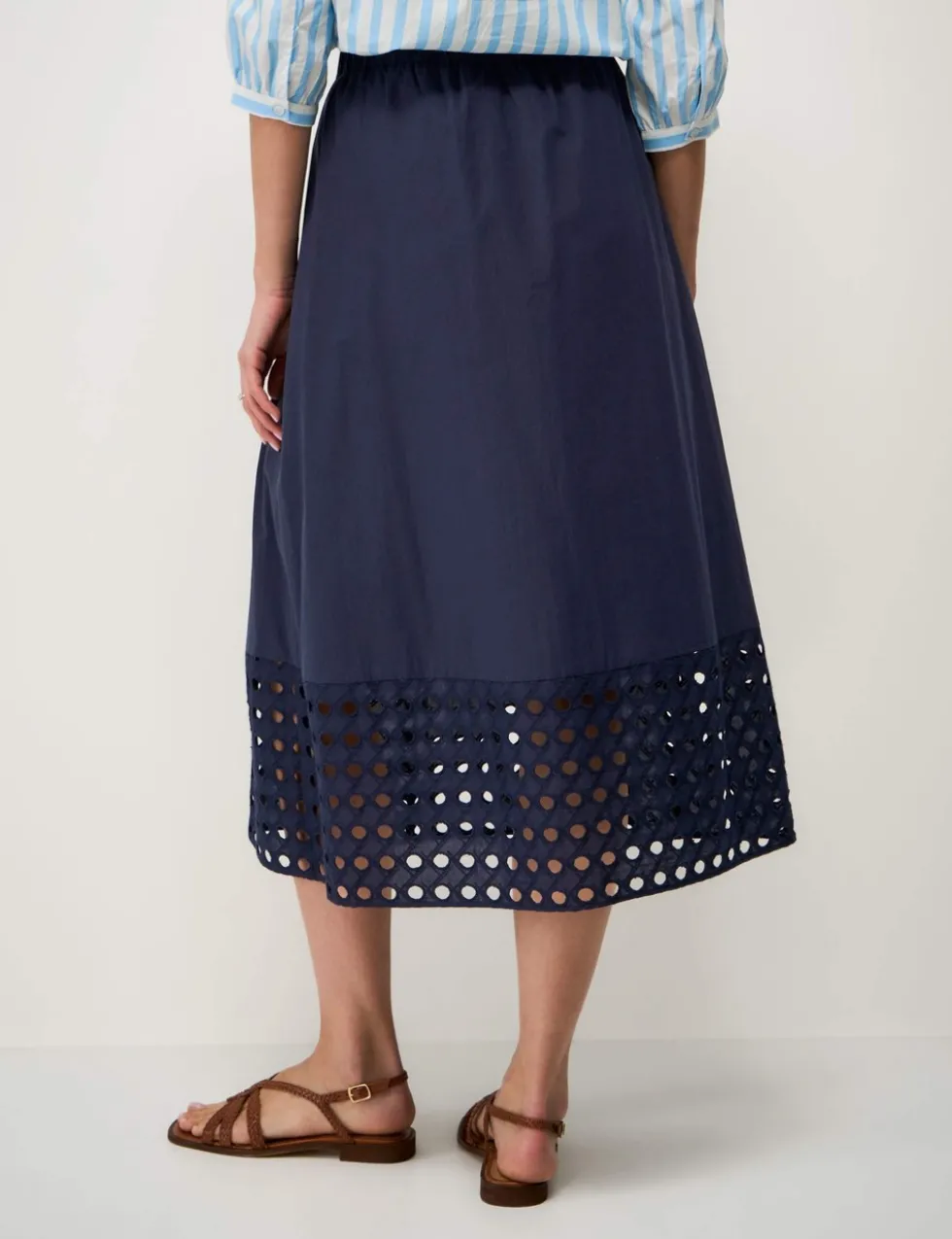 Pure Cotton Midi A-Line Skirt