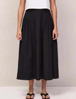 Pure Cotton Midi A-Line Skirt