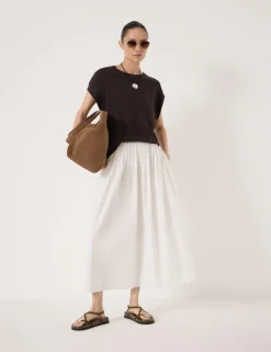 Pure Cotton Midi A-Line Skirt