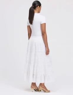 Pure Cotton Midi Tiered Skirt