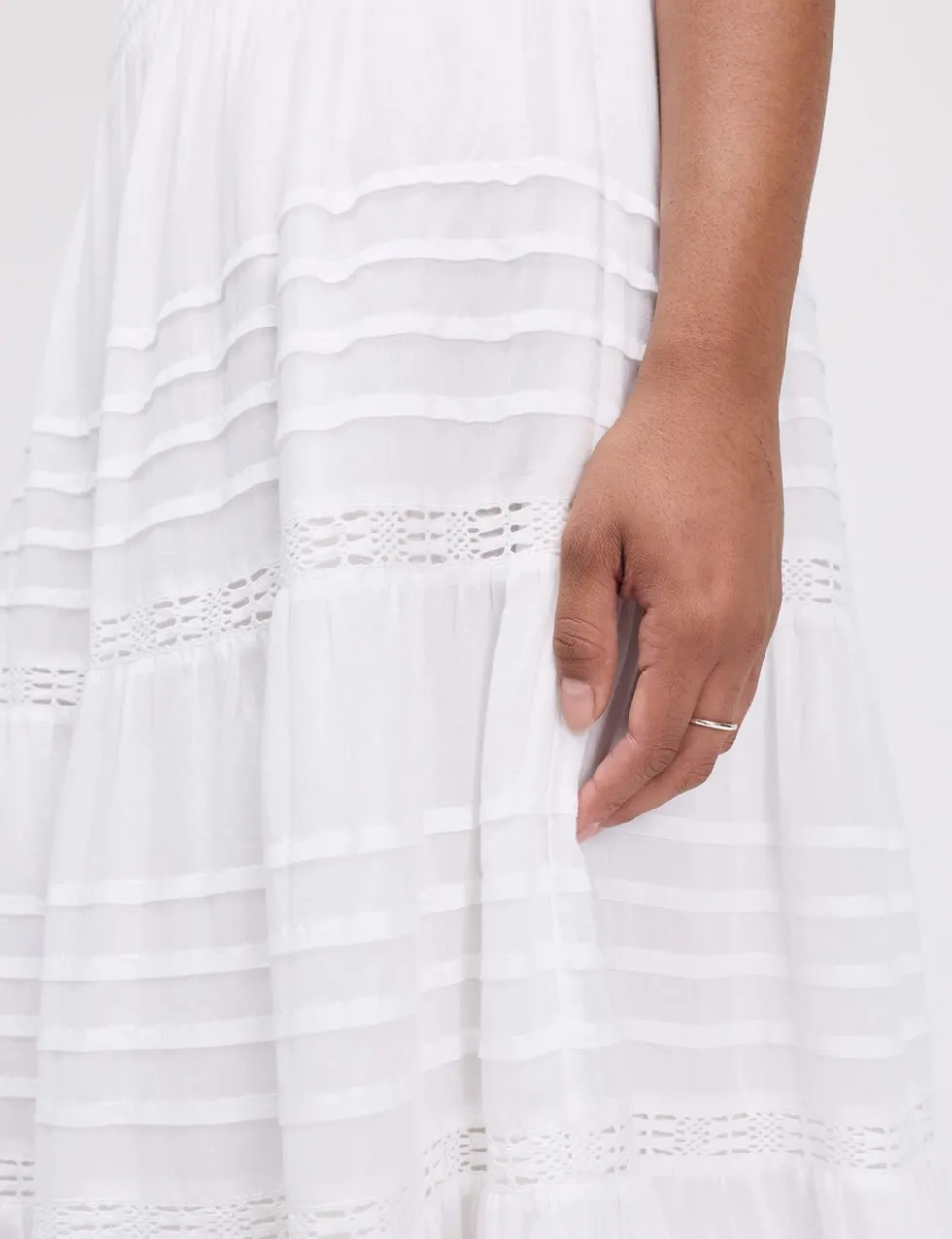 Pure Cotton Midi Tiered Skirt