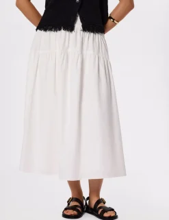 Pure Cotton Midi Tiered Skirt