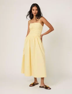 Pure Cotton Midi Waisted Dress