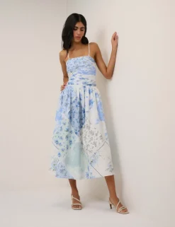 Pure Cotton Midi Waisted Dress