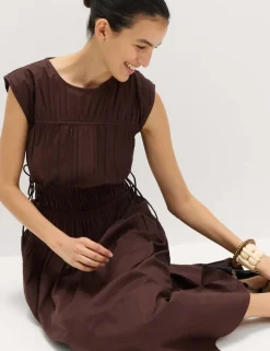 Pure Cotton Midi Waisted Dress