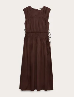 Pure Cotton Midi Waisted Dress