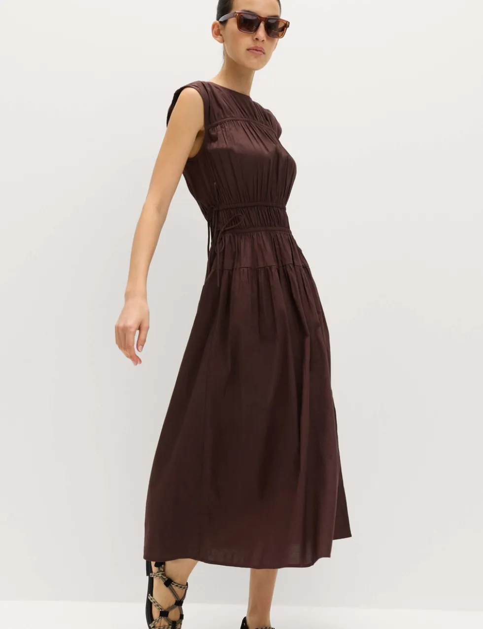 Pure Cotton Midi Waisted Dress