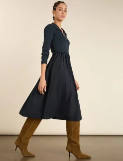 Pure Cotton Midi Waisted Dress